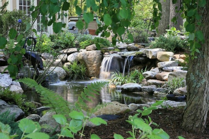 Water feature in Needham back yard. Designed and installed by John Hod