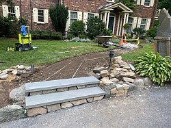 New stairs constructed using Bluestone treads and Connecticut-Yellow Fieldstone risers